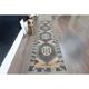 1970s Turkish Oushak Handmade Wool Cotton Green Runner Rug 112x574