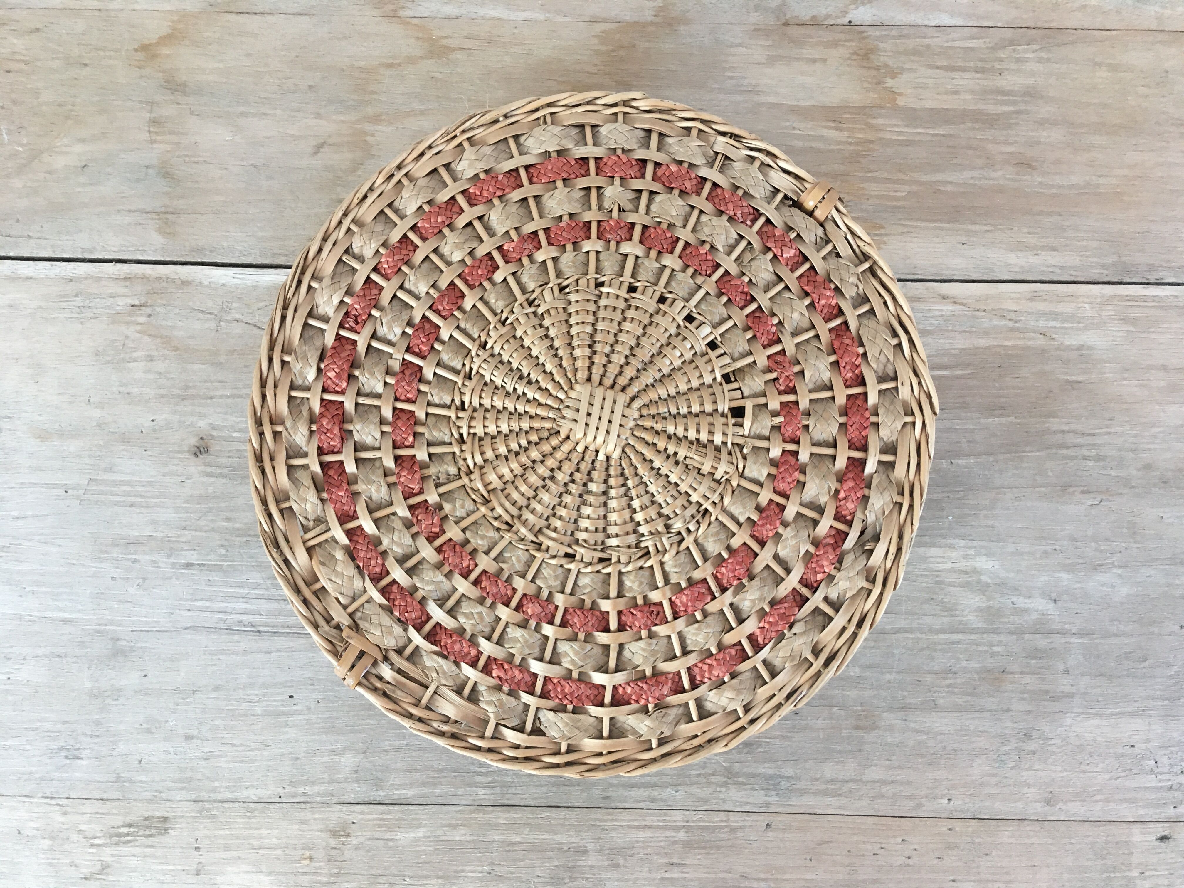 Braided wicker sewing box