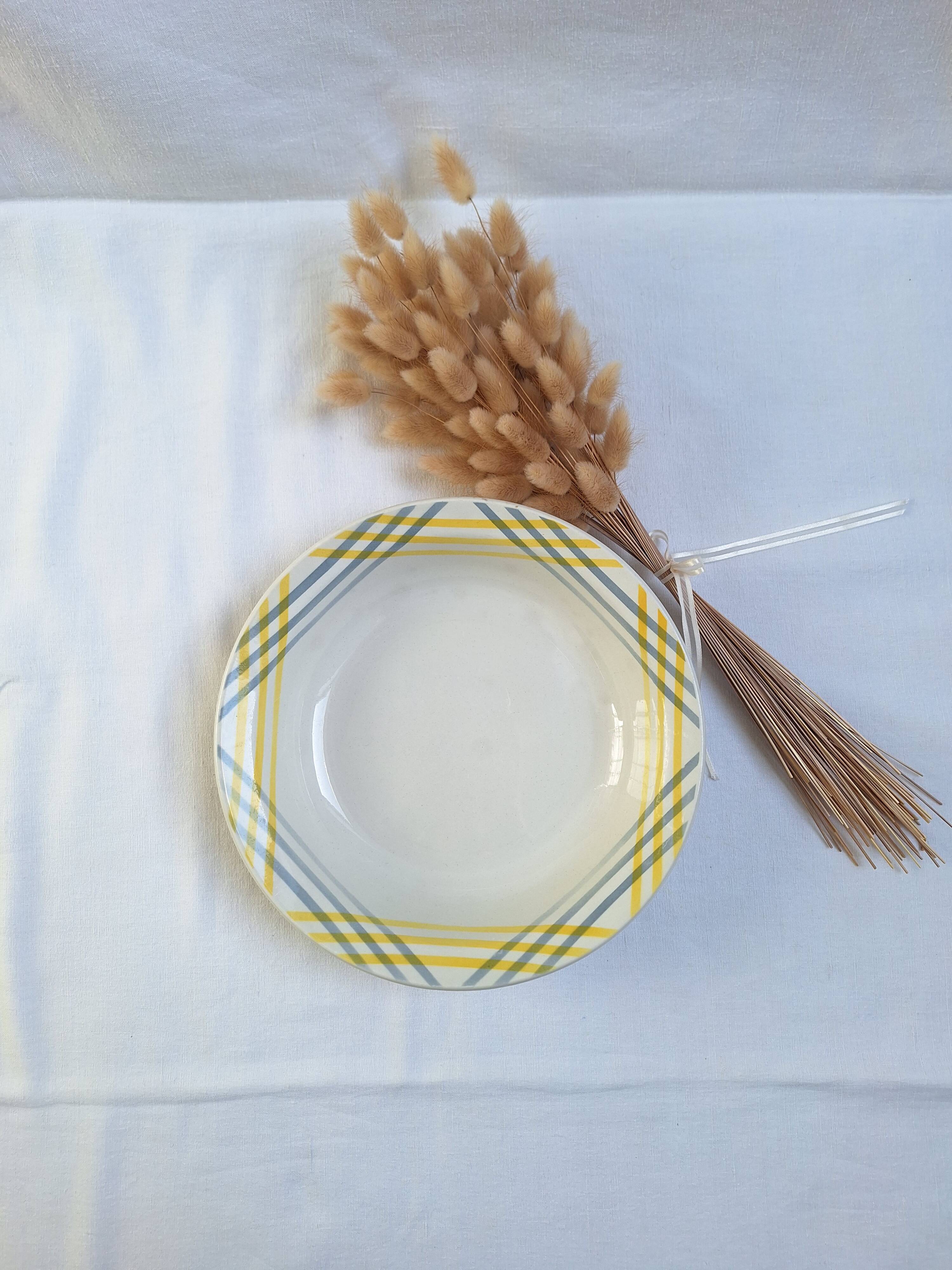 Plat creux Moulin des Loups jaune et gris