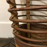 Umbrella stand with 2 handles in curved rattan and wood, circa 1960.