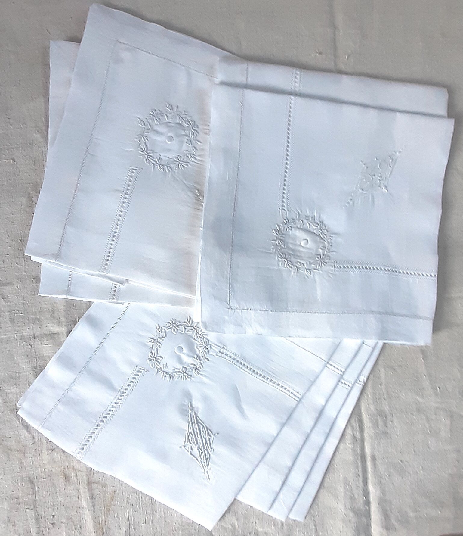 8 pure embroidered thread towels and monogrammed MR