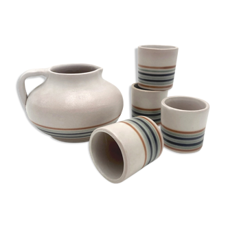 Set of 4 cups and vintage carafe