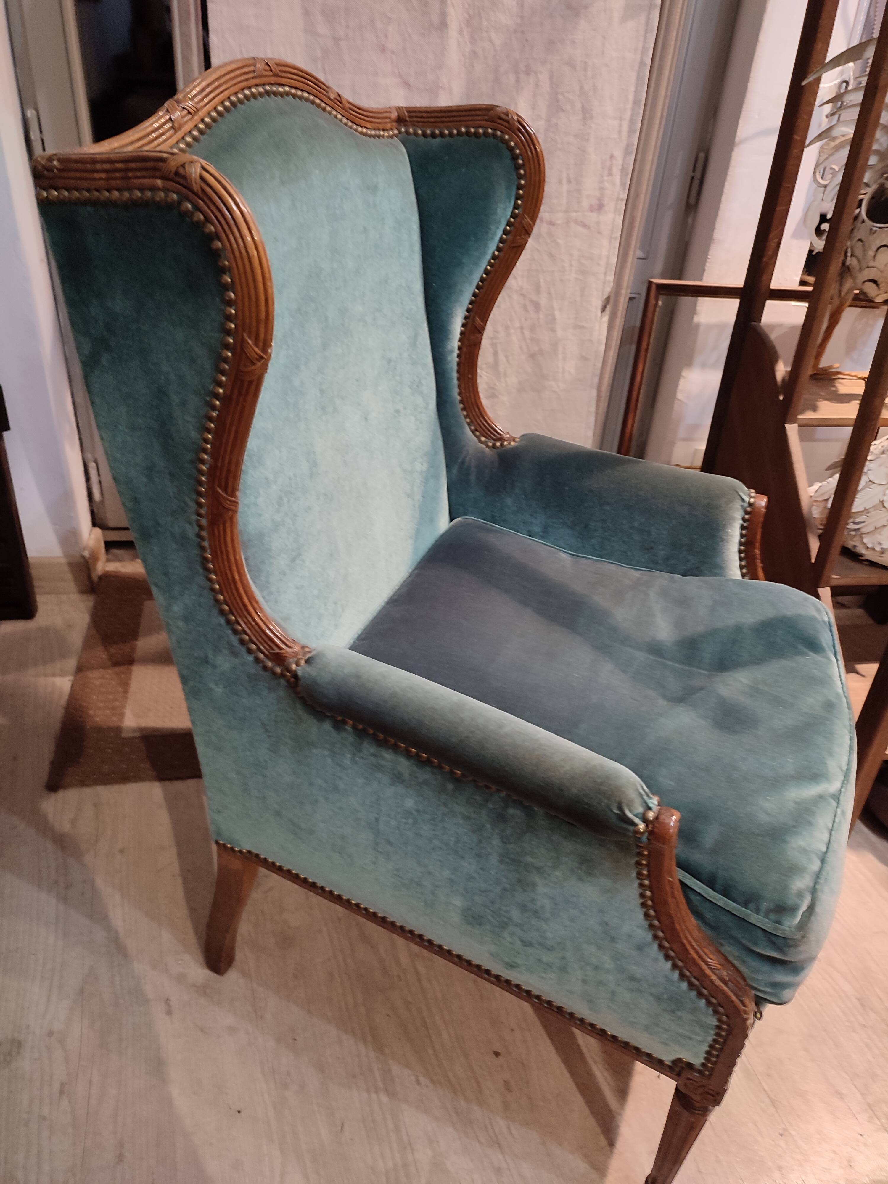 Louis XVI style eared shepherdess armchair