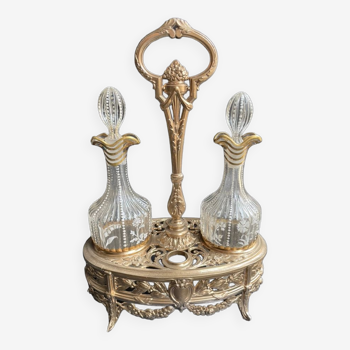 Oiler/vinaigrier - gilded metal and enamelled glass – art nouveau louis xvi style