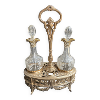 Oiler/vinaigrier - gilded metal and enamelled glass – art nouveau louis xvi style