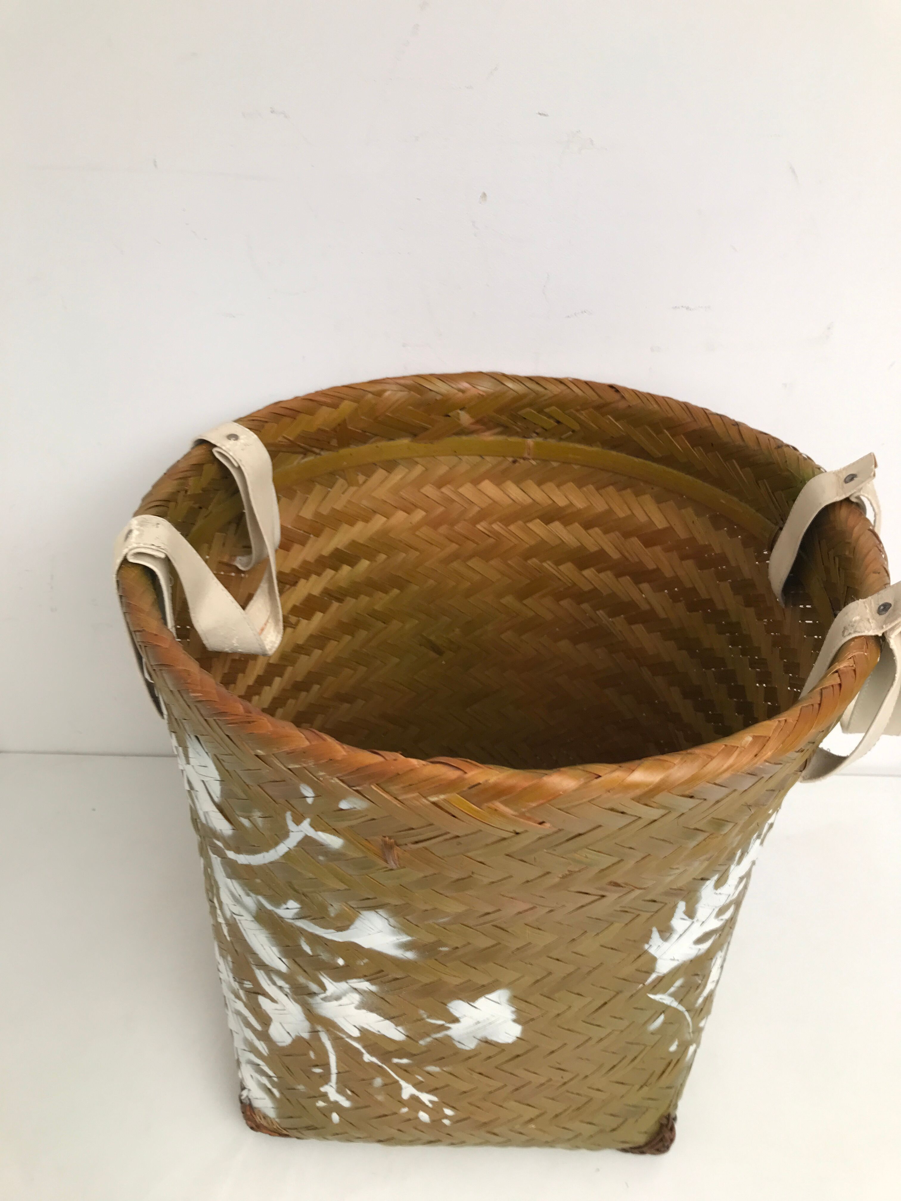 Vintage woven linen basket
