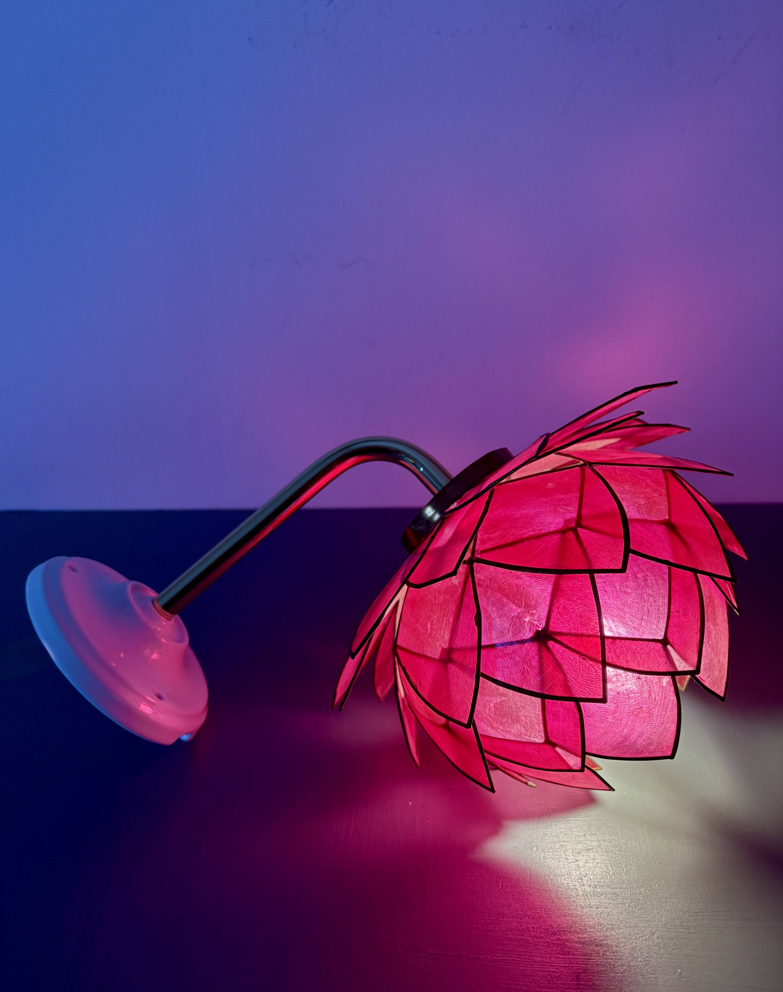 Vintage pink mother-of-pearl angled wall lamp