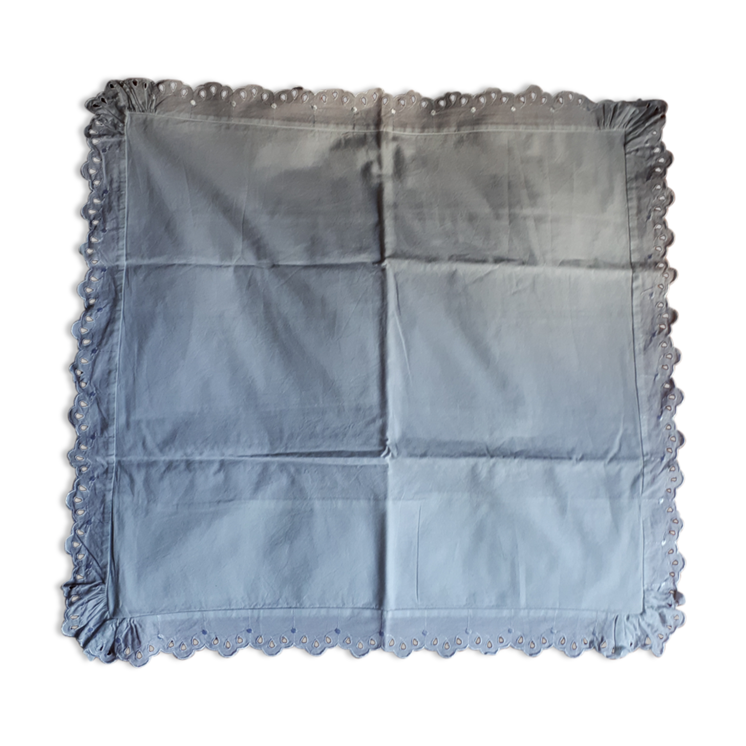 Old pillowcase in white and flying cotton embroidery english
