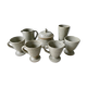 Set of 4 cups, 1 mazagran, 1 milk pot and 1 sugar bowl in pyrity sandstone, signed