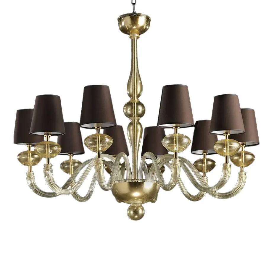 Modern Gold Murano Glass Chandelier in Contemporary Style