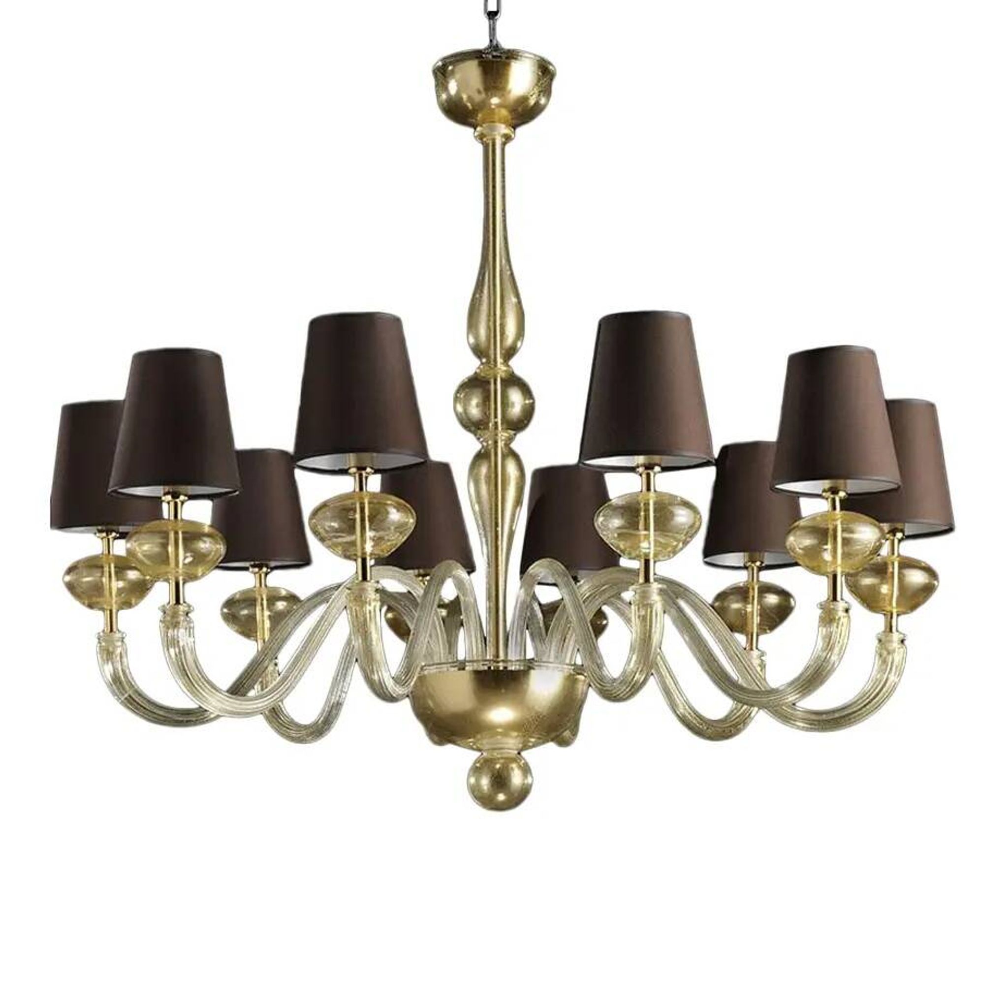 Modern Gold Murano Glass Chandelier in Contemporary Style