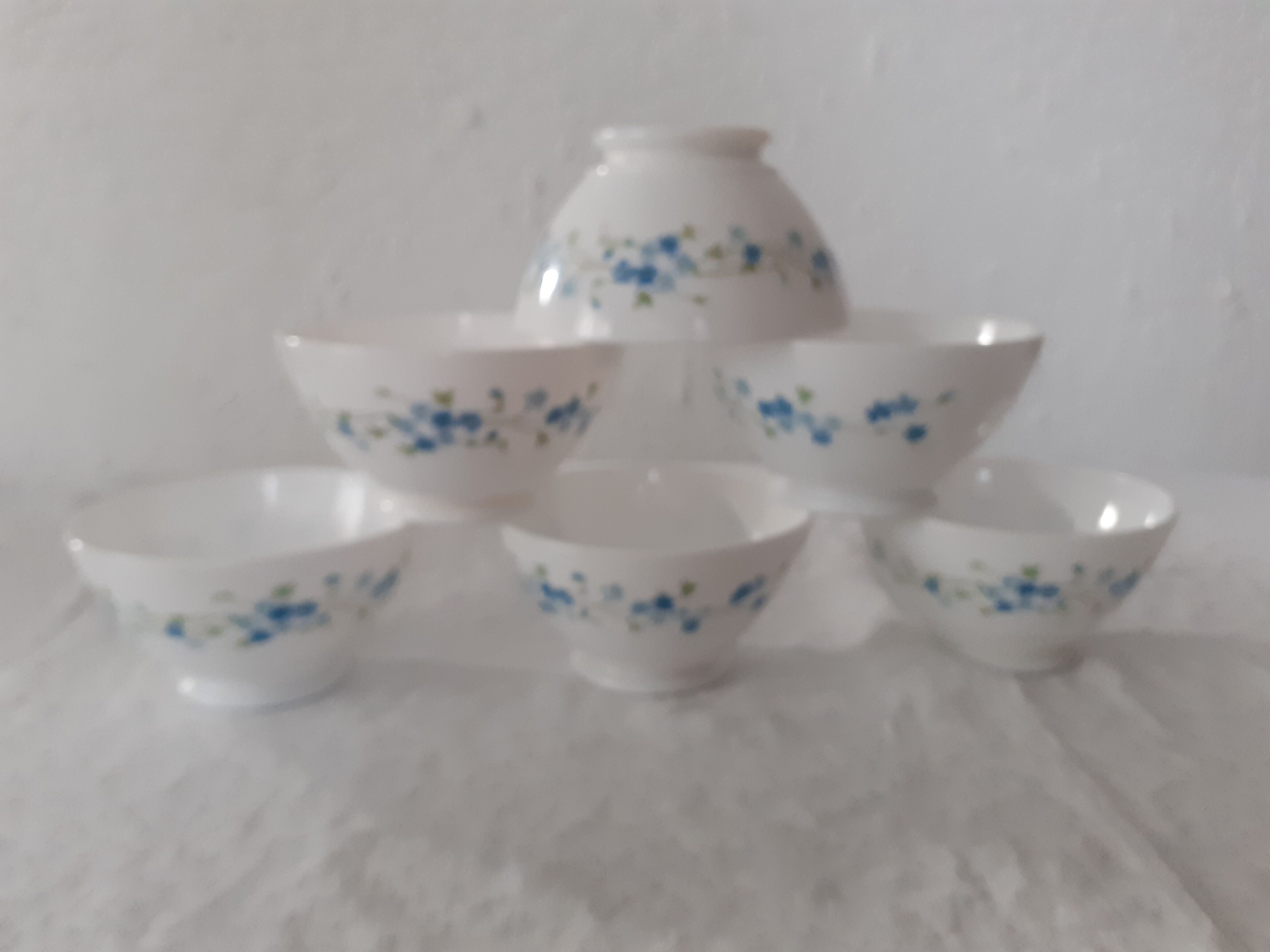 6 bowls VERONICA small blue flowers Arcopal france