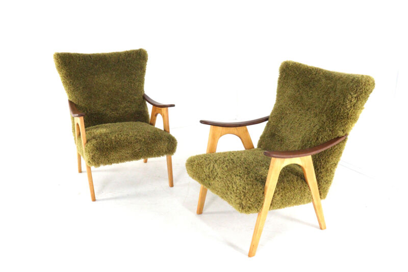 Two tone doodle armchair 'Wing'  fully restored unique upholstery wingback