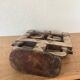 Vintage Candle Holder 70's Cut Stone Plaster Birds