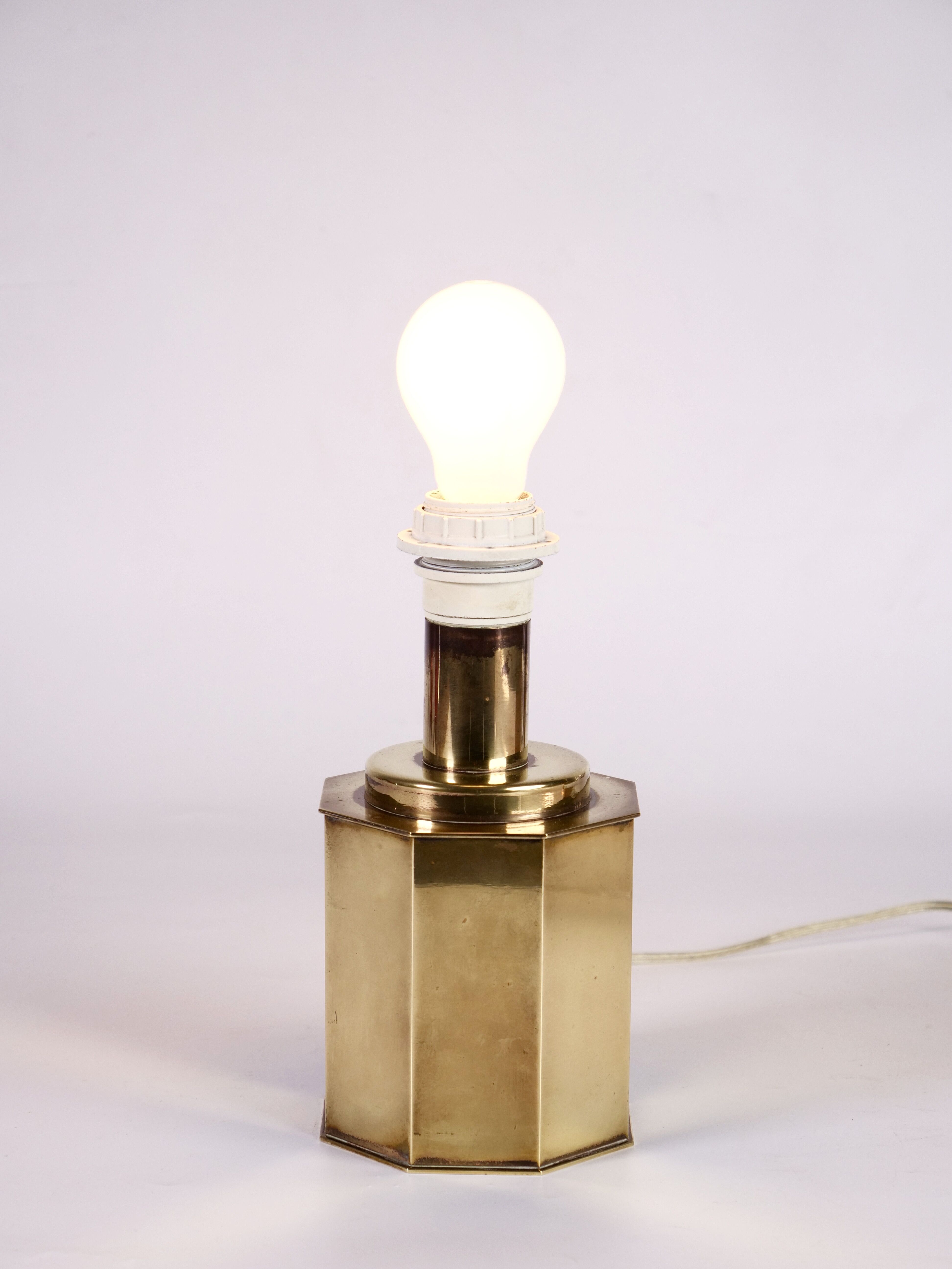 Octagonal brass lamp