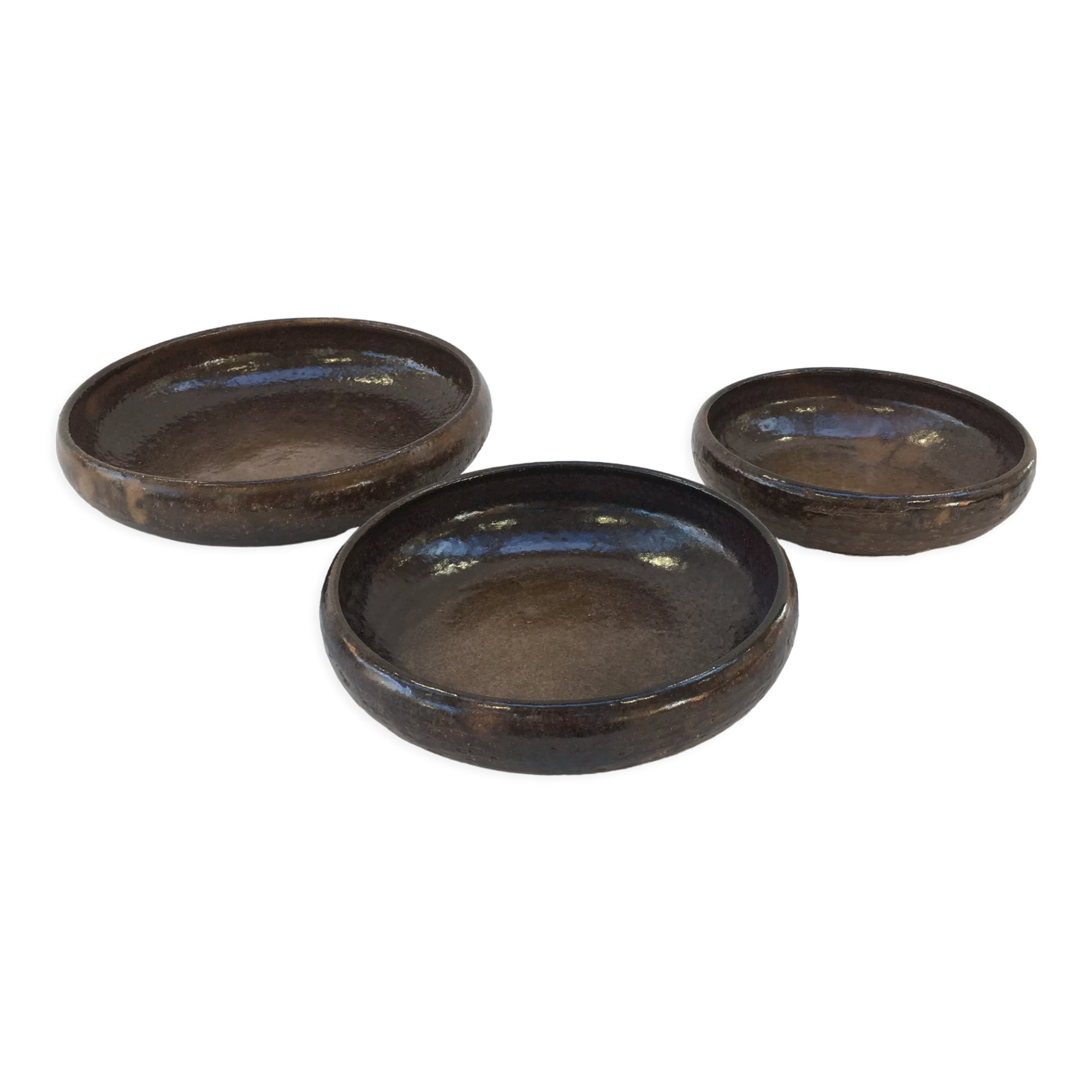 Series of three hollow plates in Jean Marais ceramic