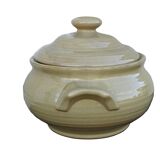 Soupière vintage française en céramique à glaçure jaune