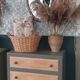 Vintage wood and khaki chest of drawers