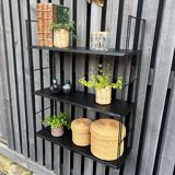 Vintage black metal "string" shelf