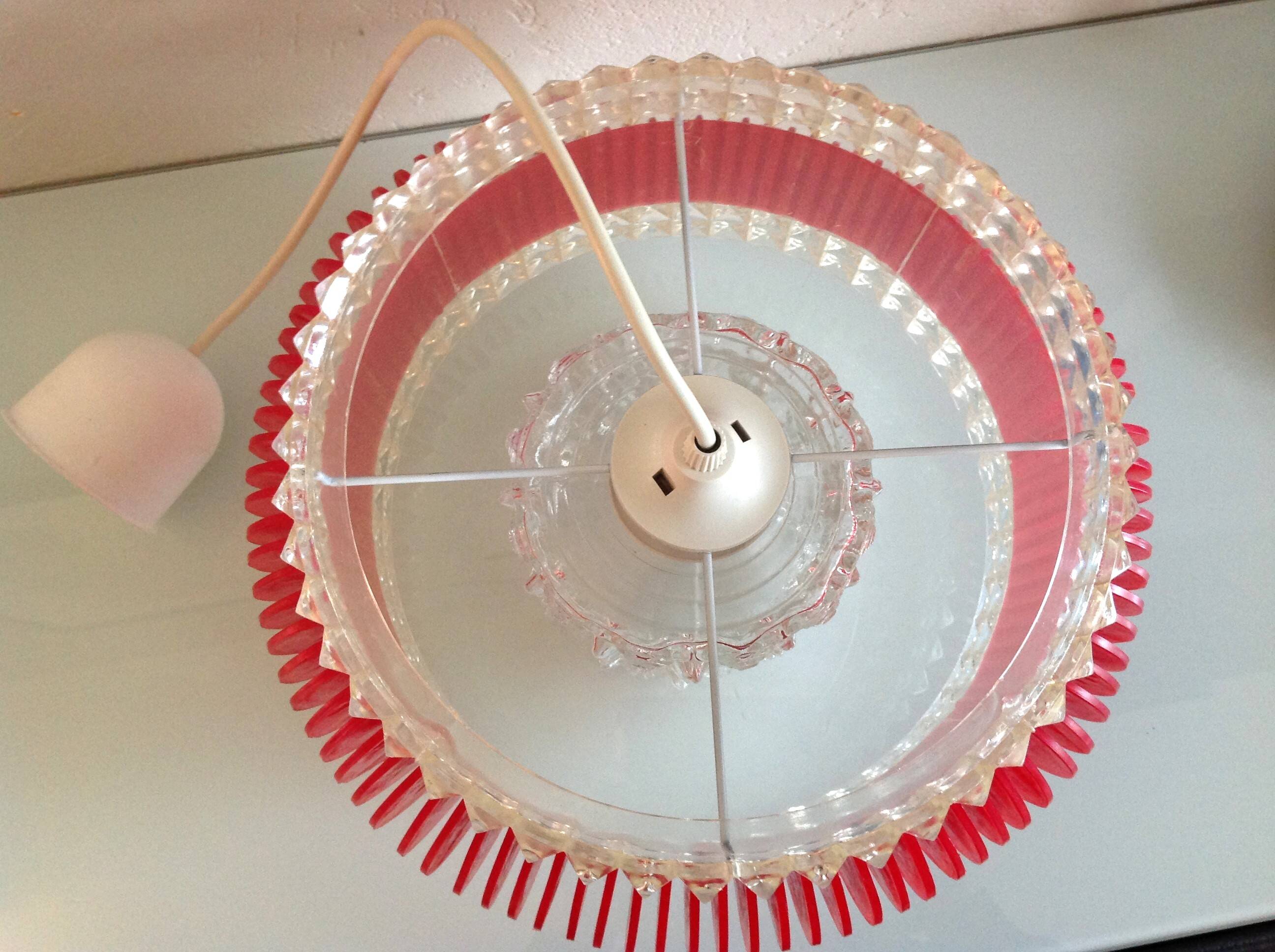Suspension in glass and plexiglass with diamond points / vintage 60s-70s