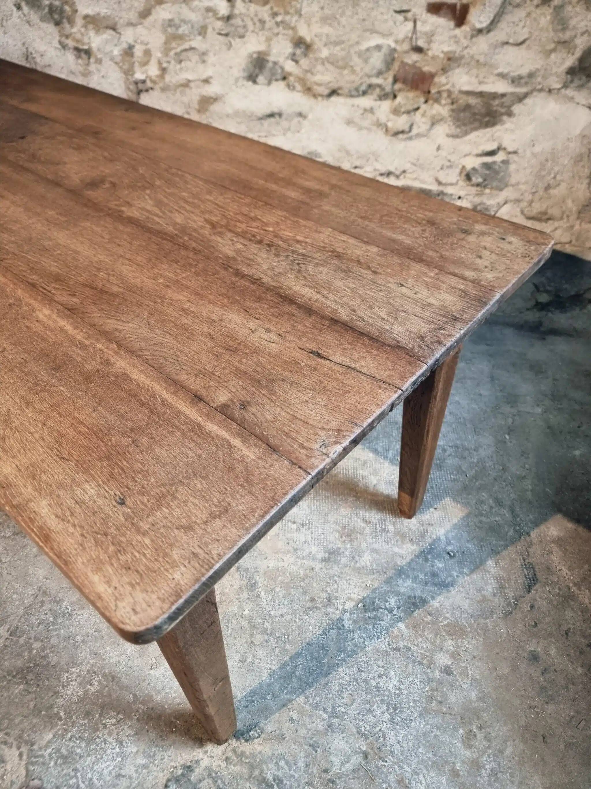 Antique French oak dining table – circa 1900 – farmhouse table with drawer