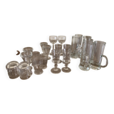 Set of 21 small liqueur glasses and 16 small cups and ramekins.