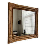Bamboo rattan mirror from the 70s, French Riviera.