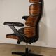 Fauteuil de bureau vintage en skaï et bois - 1970