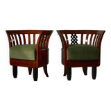 Paire de Fauteuils Art Déco Vert