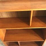 1960's vintage bookcase blond walnut and compass feet