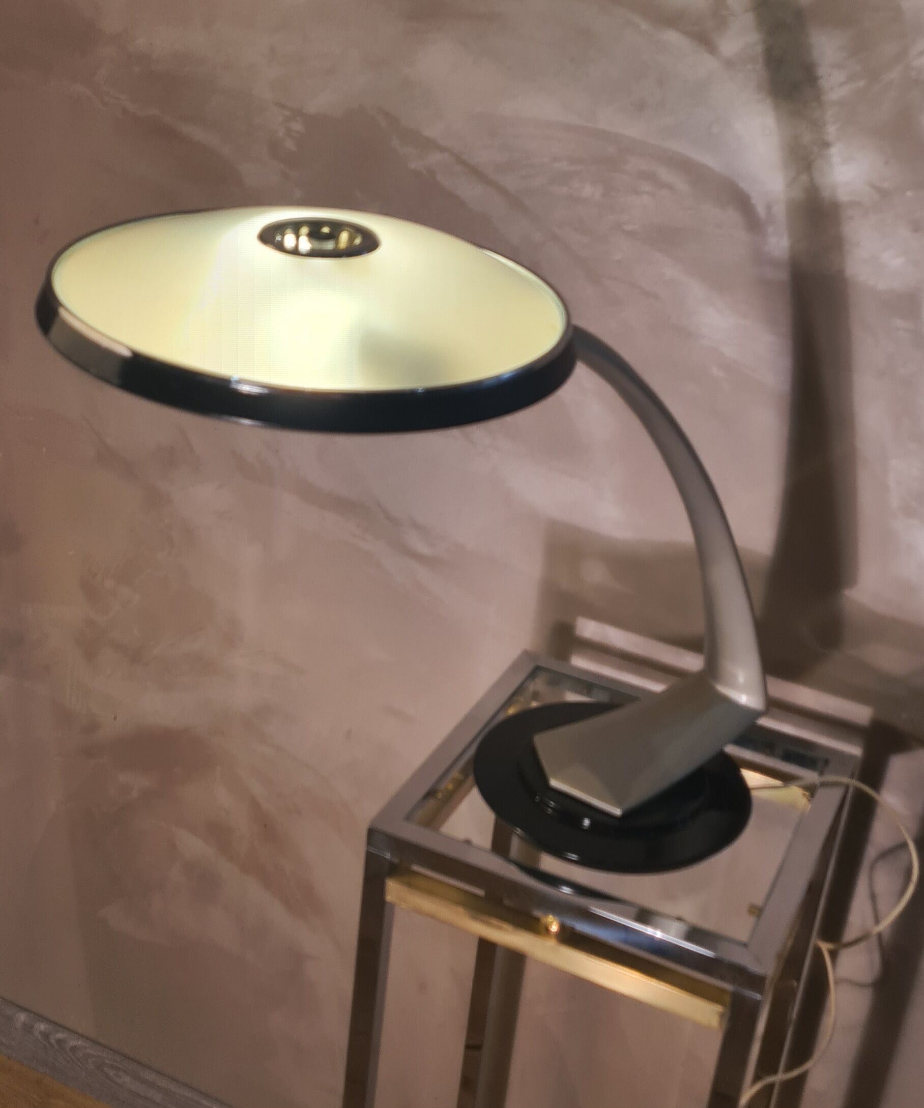 Lamp Boomerang desk made black and gray ,Fase