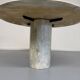 Veined marble round table with central base, Italian design from the 1970s.