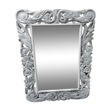 Miroir ancien en bois sculpté peint patiné et ciré 60x80cm