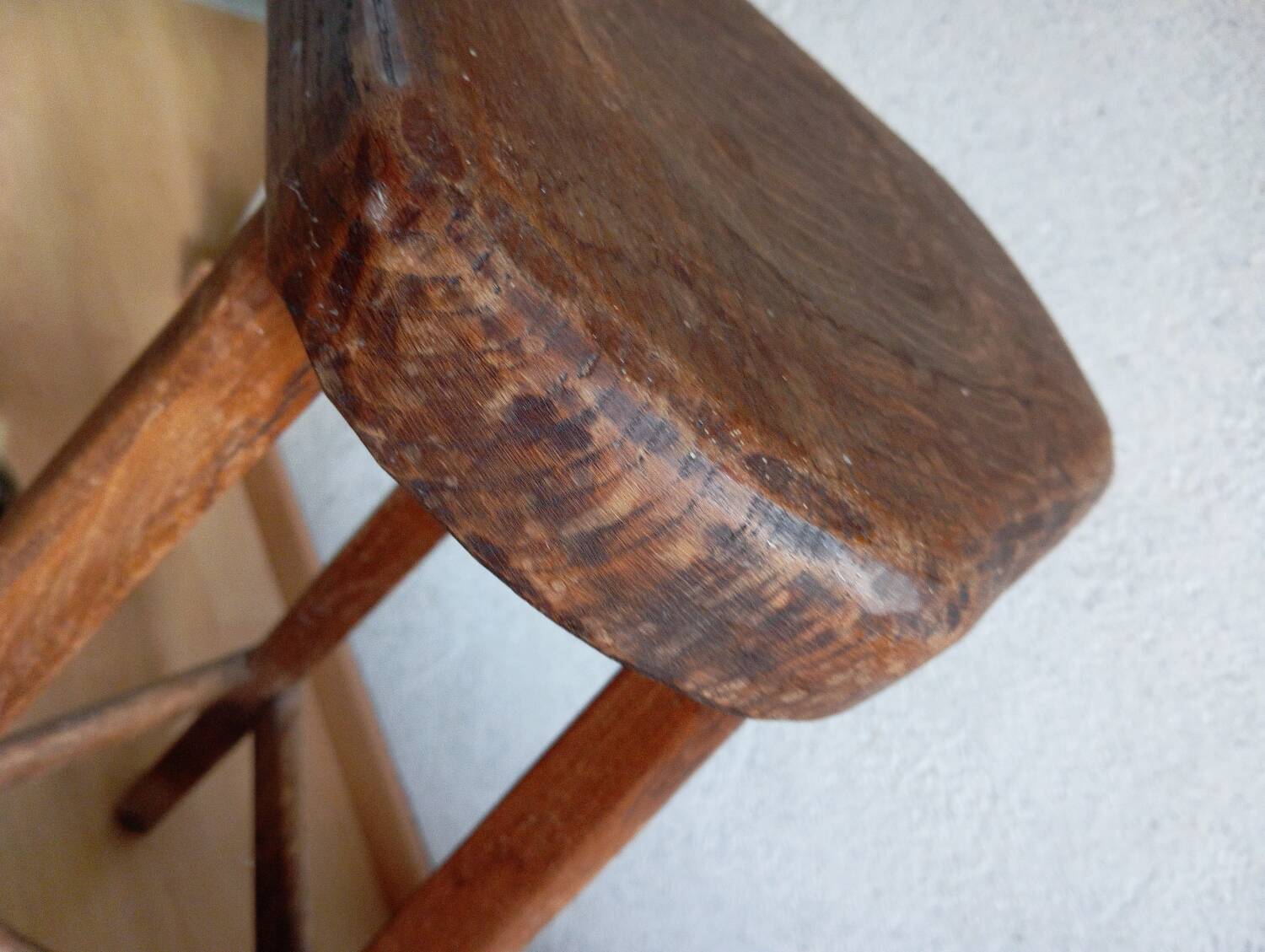 Vintage brutalist tripod high stool, 1950s