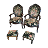Pair of armchairs with foot rest Louis Philippe