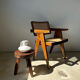 Brown solid wood stool flat circular seat