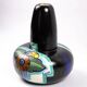 Art Deco Vase by Louis Dage – ceramic with floral decoration on a black background, 1930