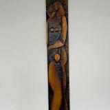 Big midcentury design wall wood decoration / lovers, 1960s, Czechoslovakia