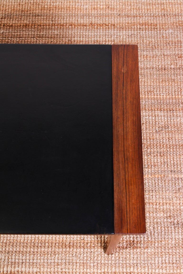 Rosewood coffee table with Denmark leather tray