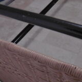 Black metal and rattan bed frame