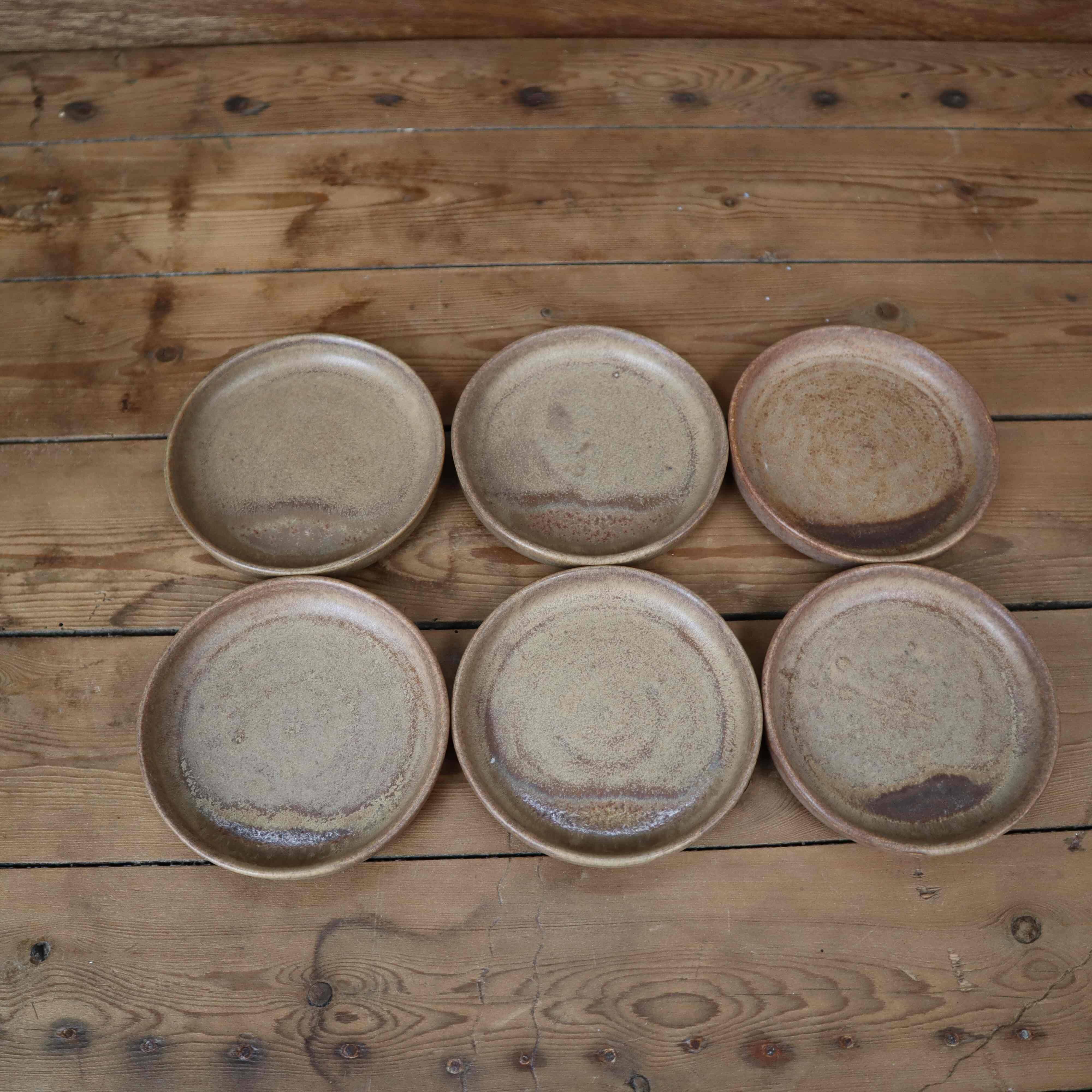 6 Antique Stoneware Coasters