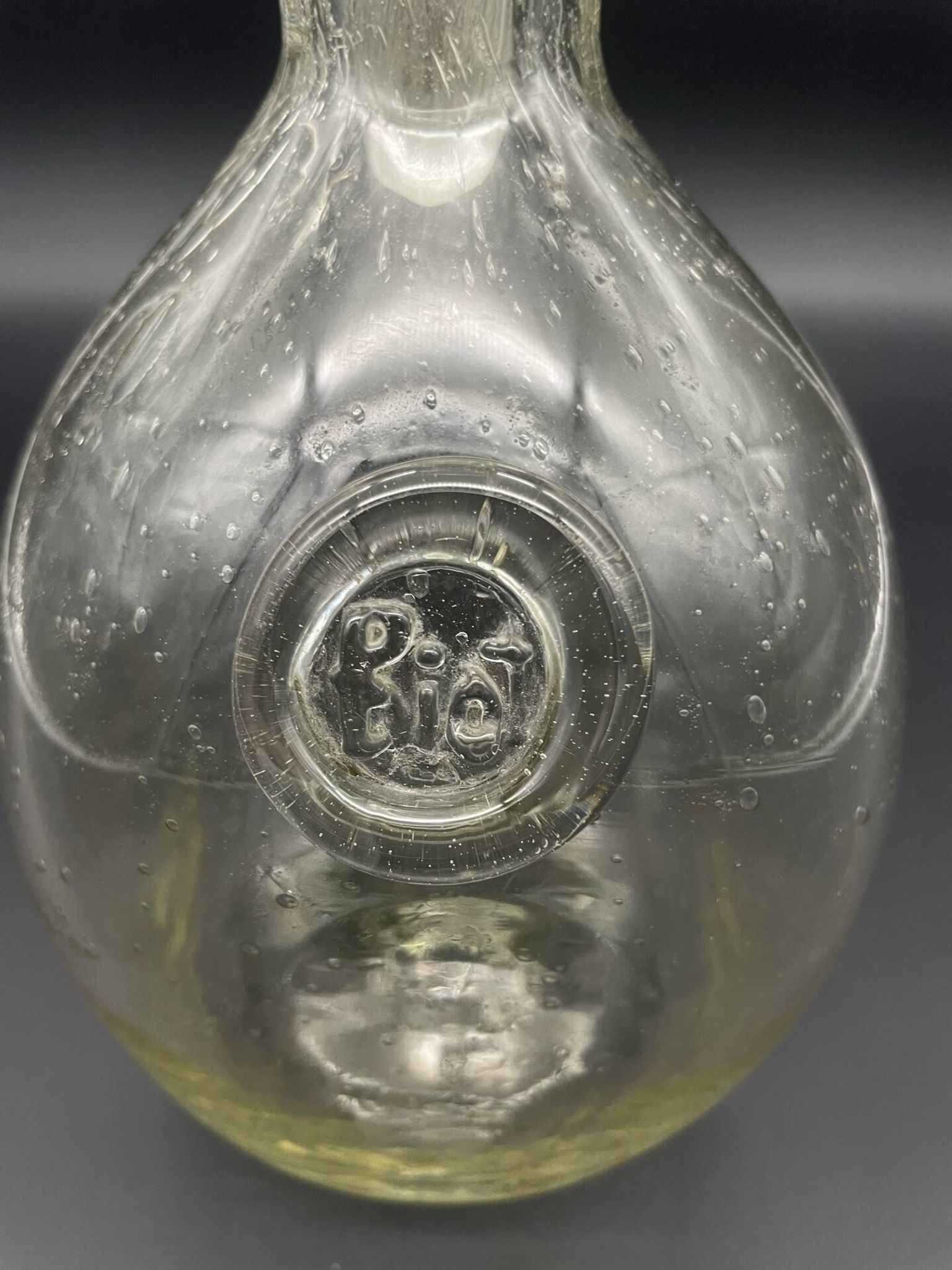Vintage carafe from Verrerie de Biot in bubble glass with a round stopper.