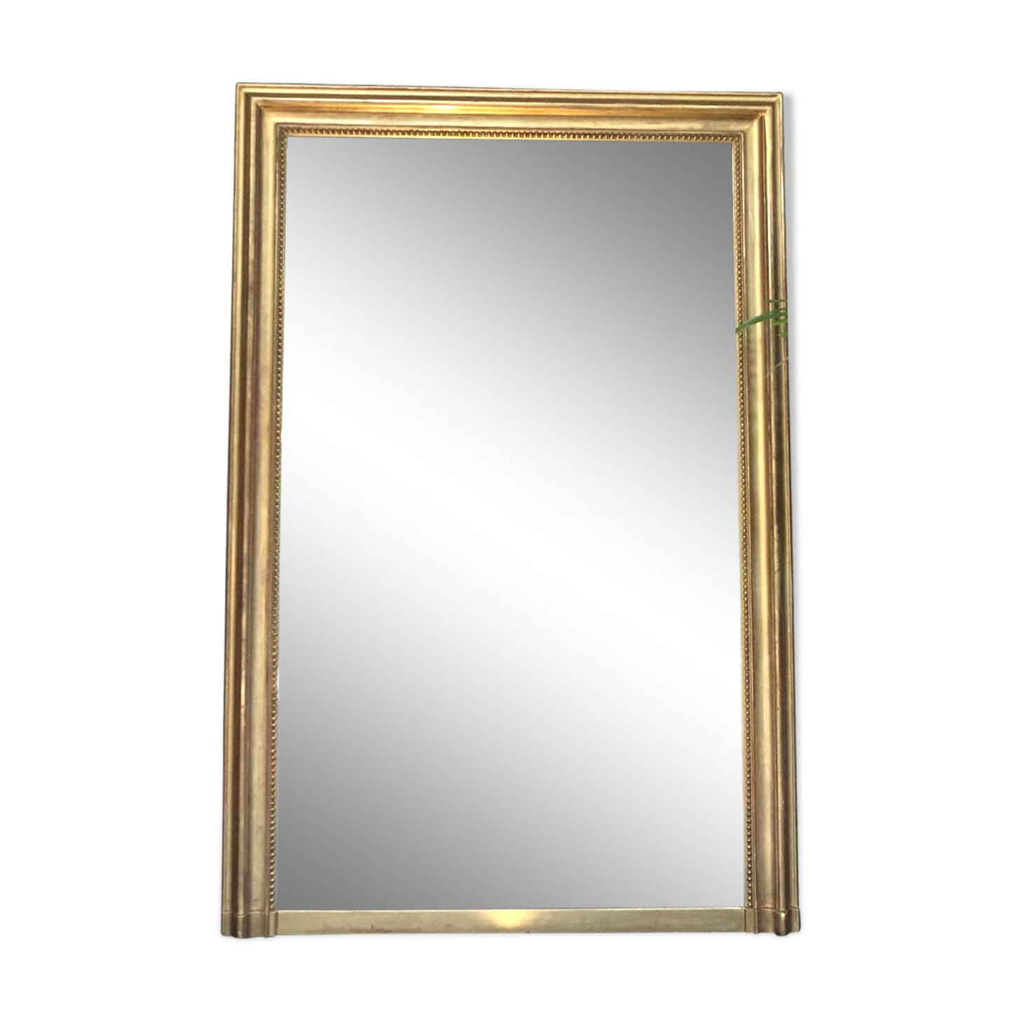 Old fireplace mirror 144cm/97.5cm, pearled, late 19th century, gilded with pricked ice leaf.