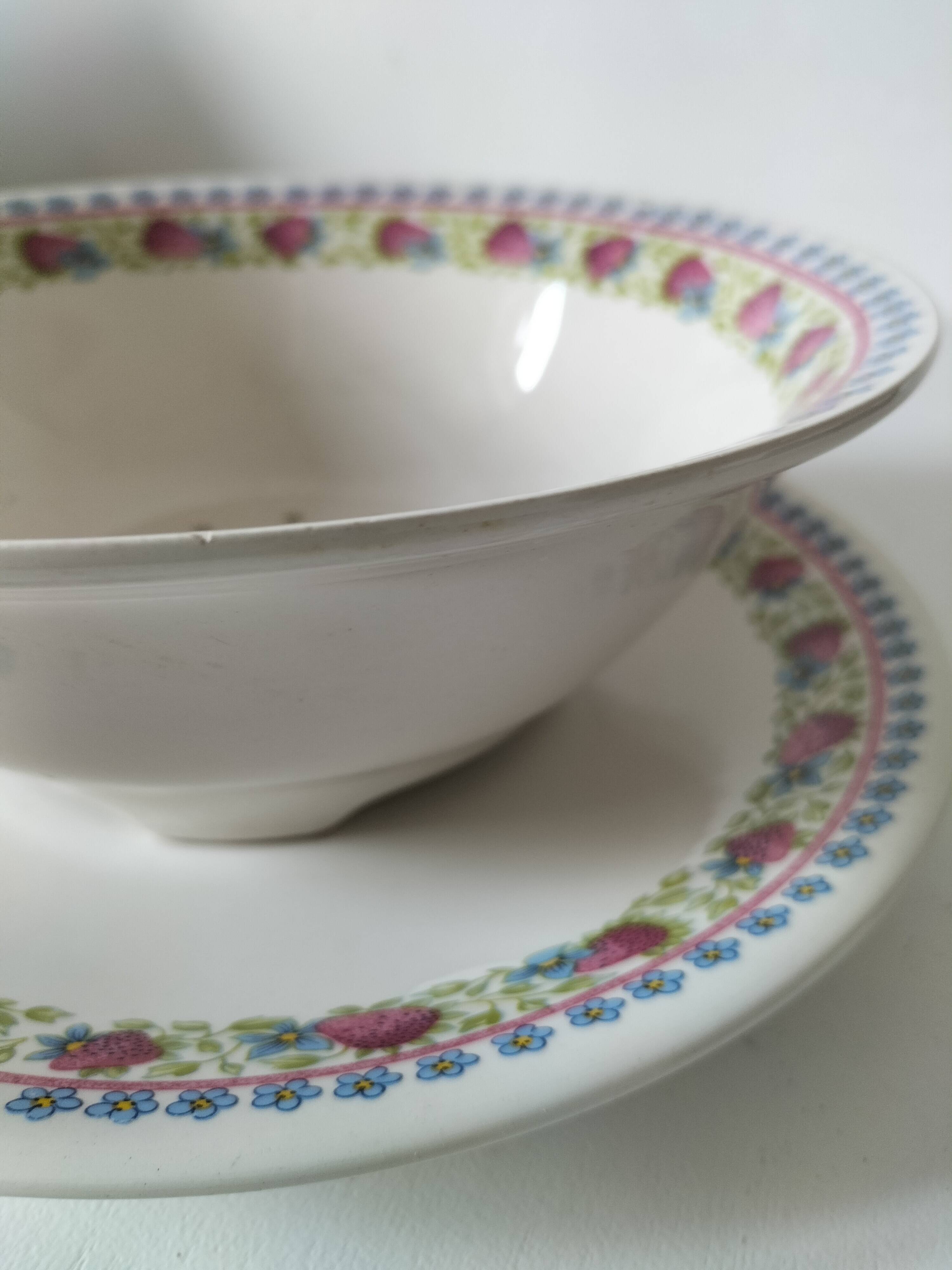 Strawberry bowl set Gien France Le Fraisier Marie-Pierre Boitard