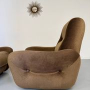 Lot of 2 cosy fabric armchairs, French design, vintage 1970s.