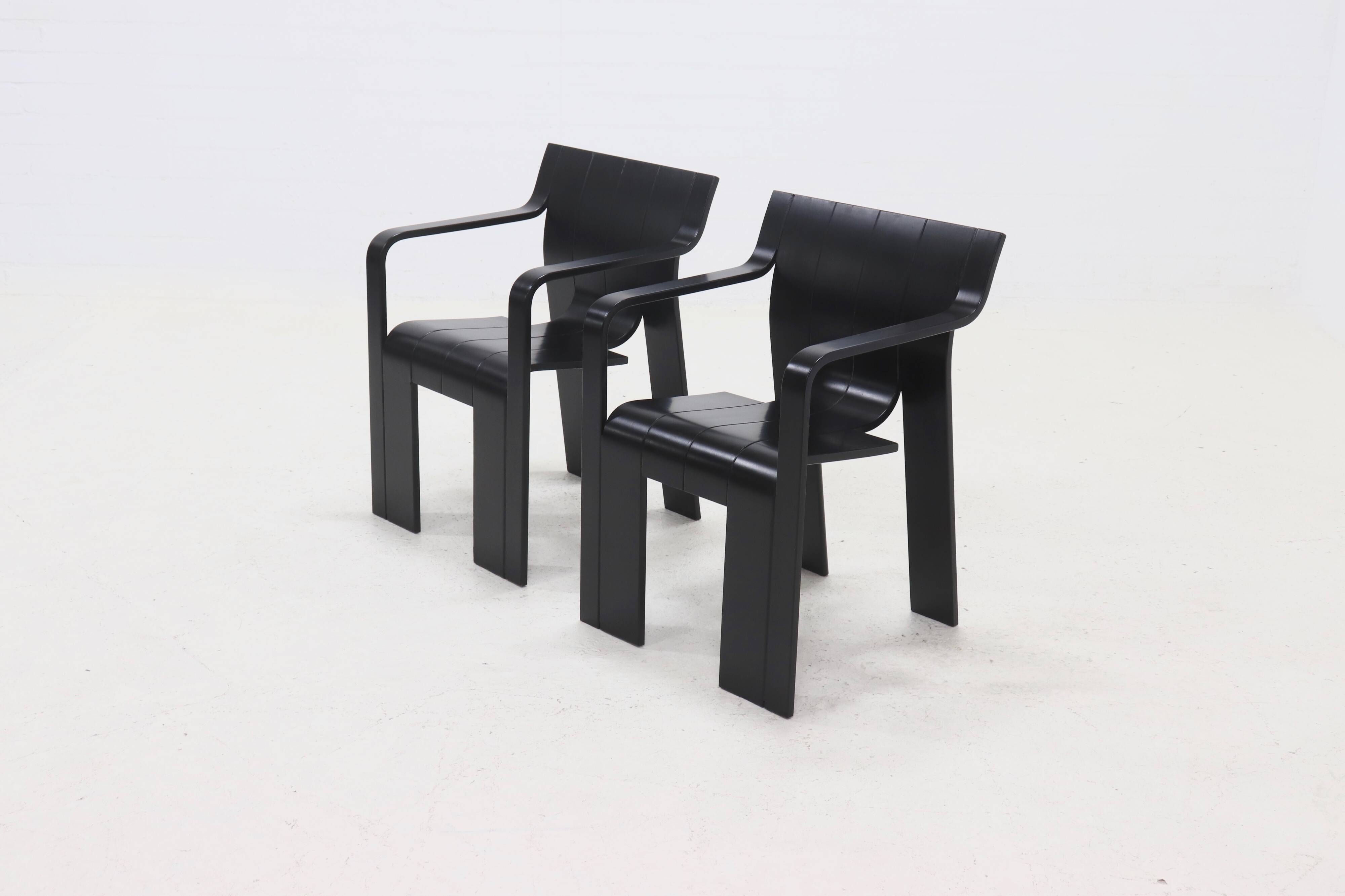 Set of 2 Strip Dining Chairs by Gijs Bakker for Castelijn 1970s