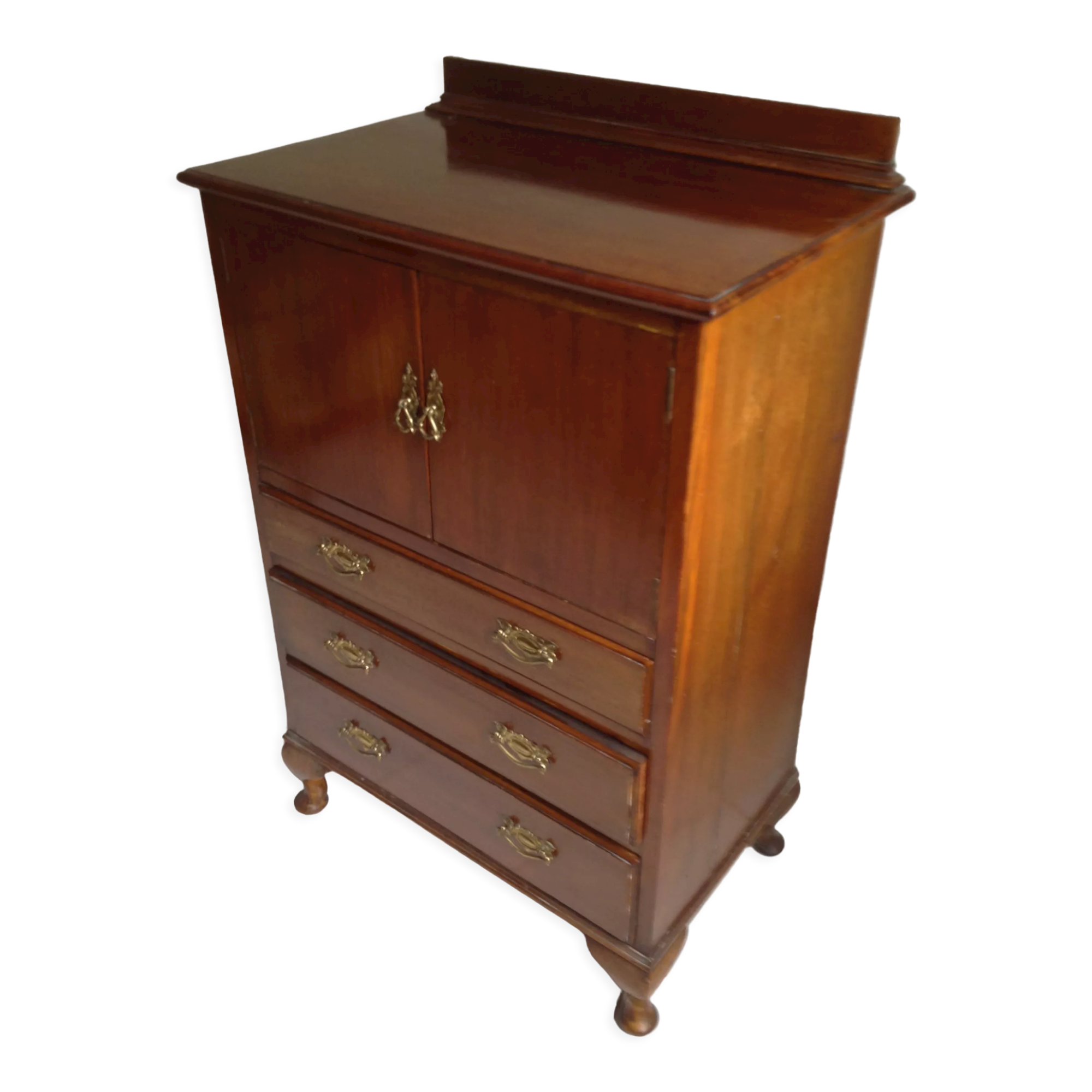 19th-century English side table, varnished mahogany