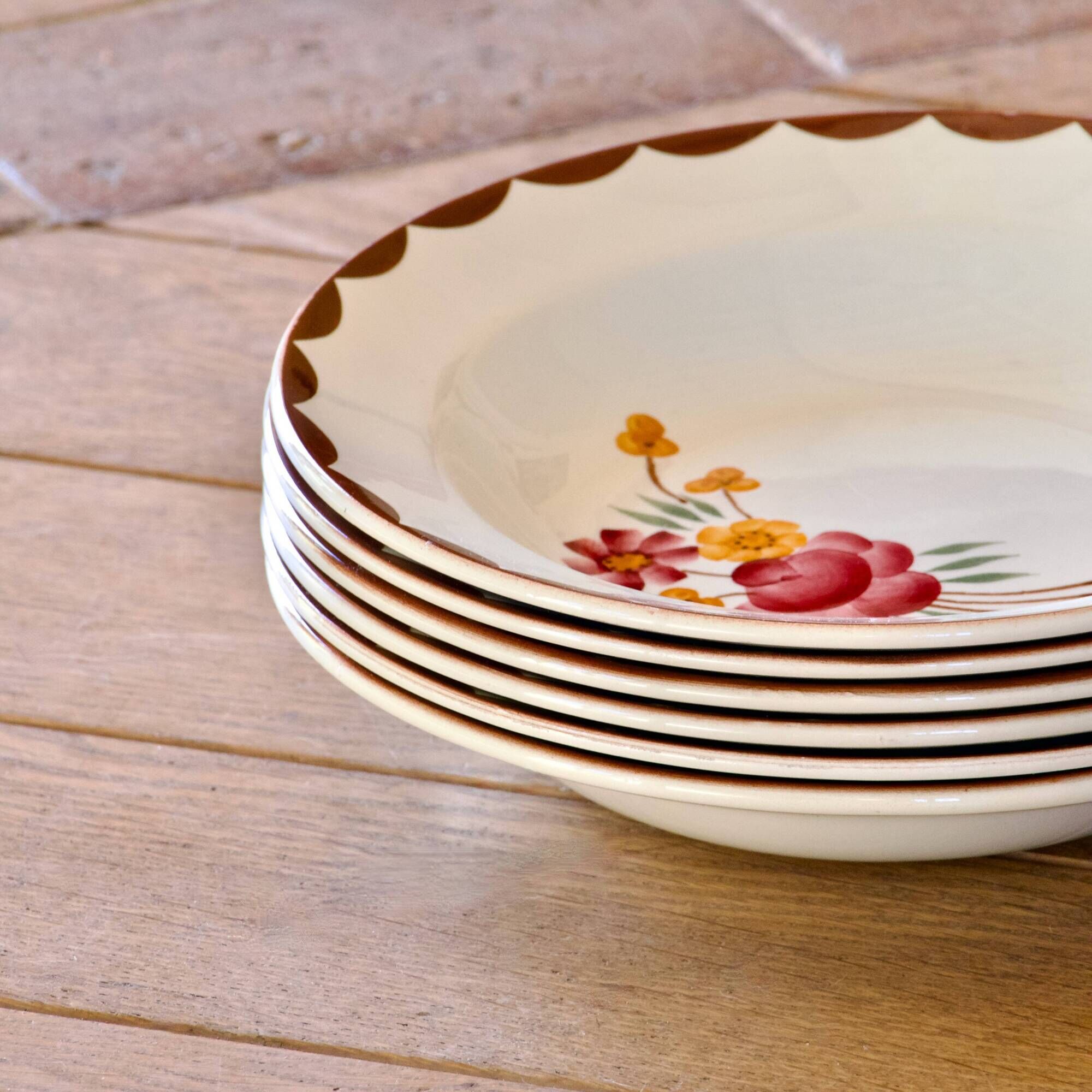 Antique plates from 1920, Choisy-le-Roi, Creil & Montereau, "Huguette"