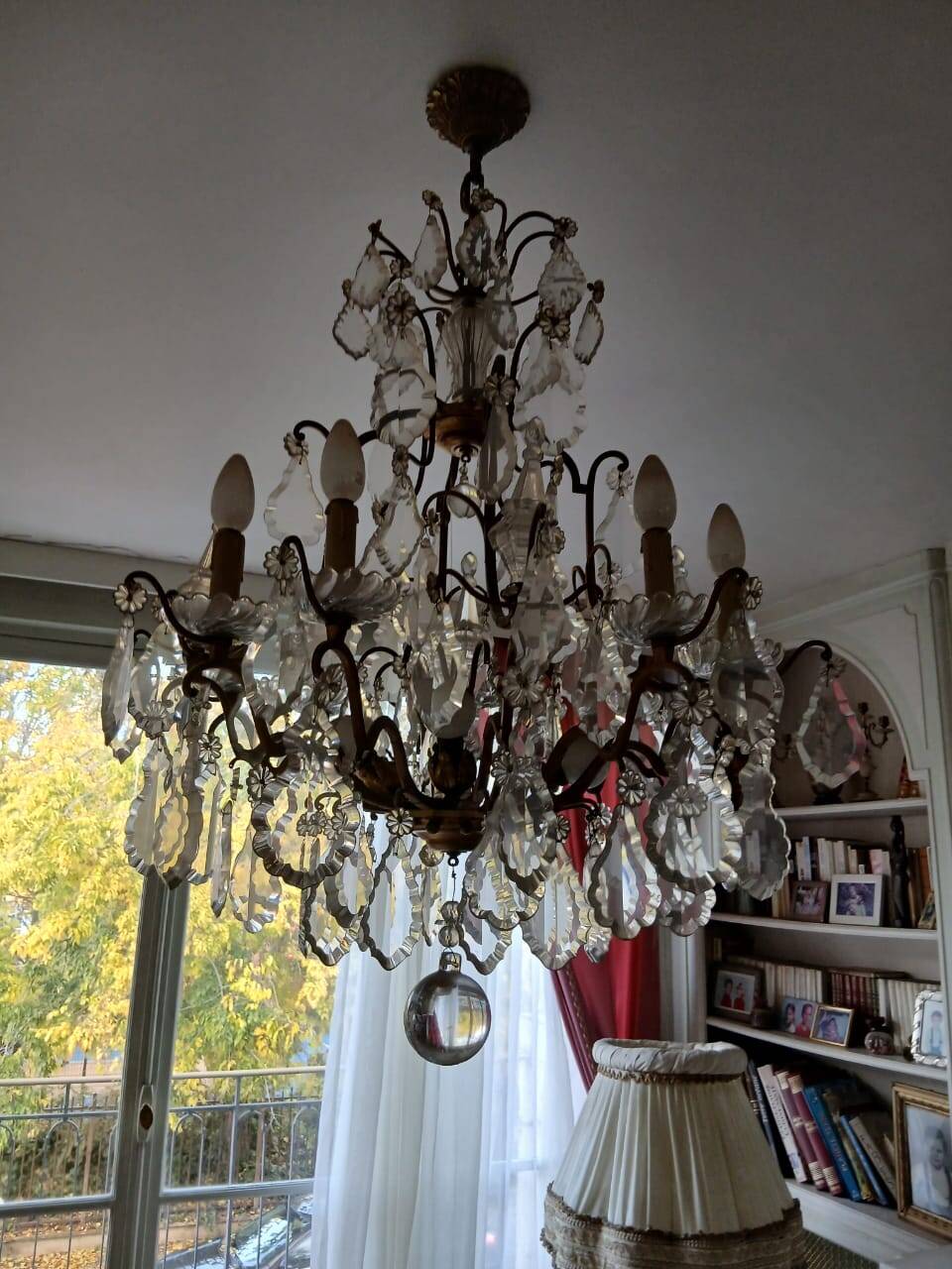 Lustre en bronze et cristal