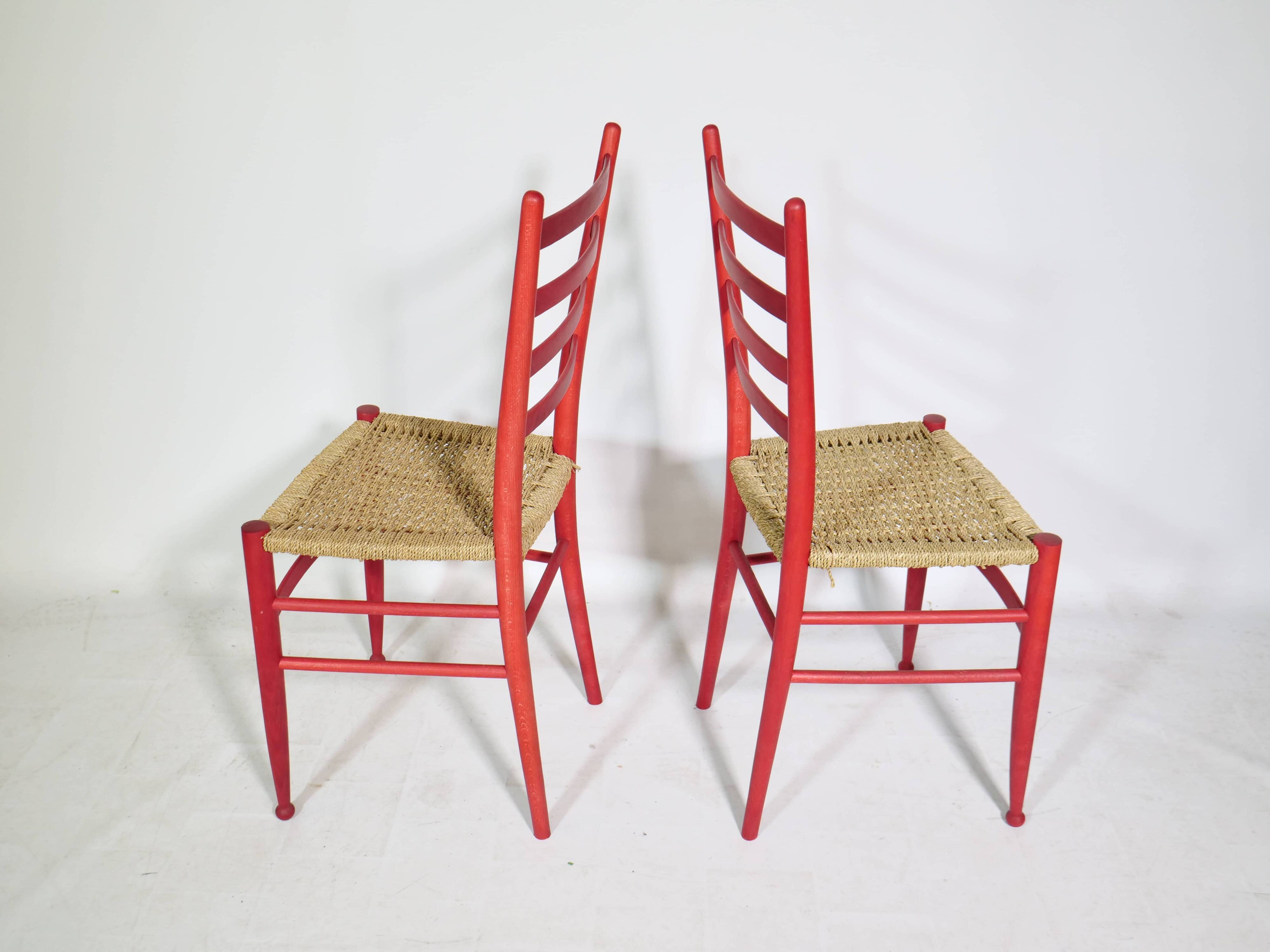 Mid-Century Italian Dining Chairs with Woven Seats, Set of 6, 1960s–70s